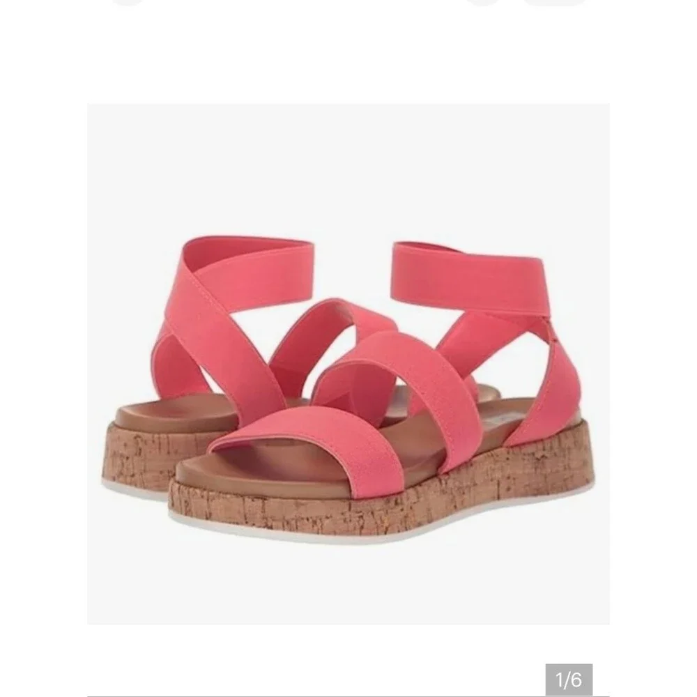 DV Dolce Vita Girls Wedge Sandals Size 4 Coral Platform Coastal Summer Beachy